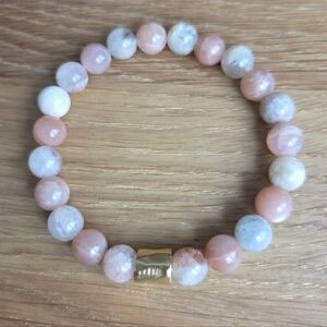 Orange Sunstone Beads Bracelet, Stretch, Hand Crafted